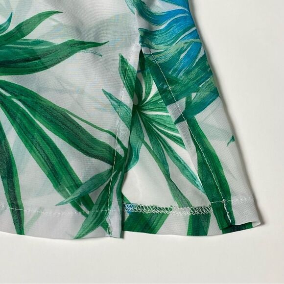 Portcruz Sheer White & Green Tropical Print Lace Up Cover Up Women's Size 2X - Picture 13 of 16
